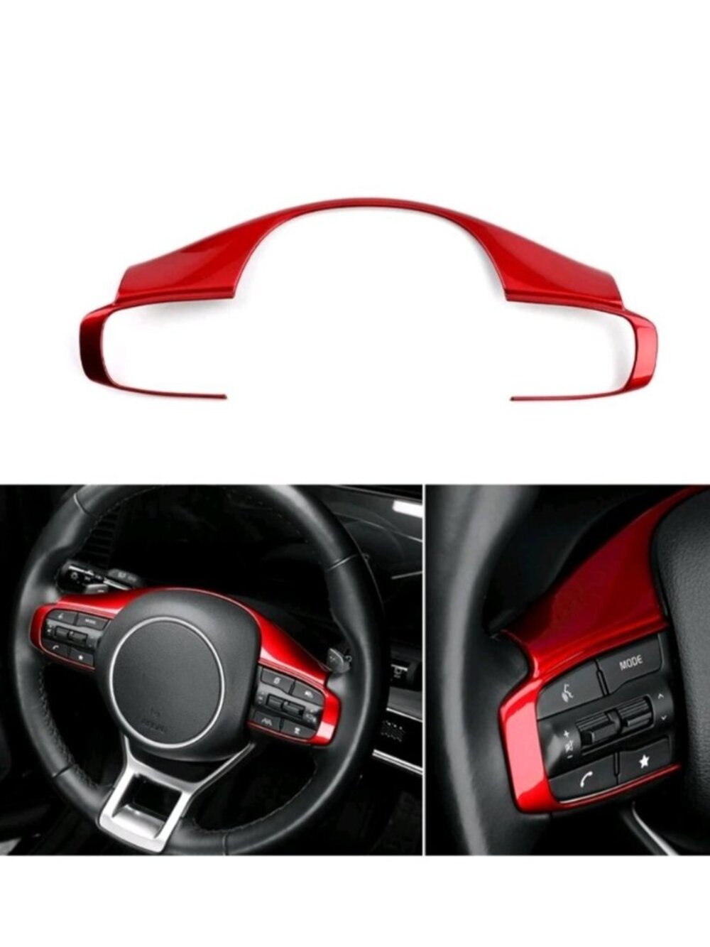 Red Steering Wheel Trim Cover Kia K5 DL3 2021-2023 Durable ABS Plastic Stylish